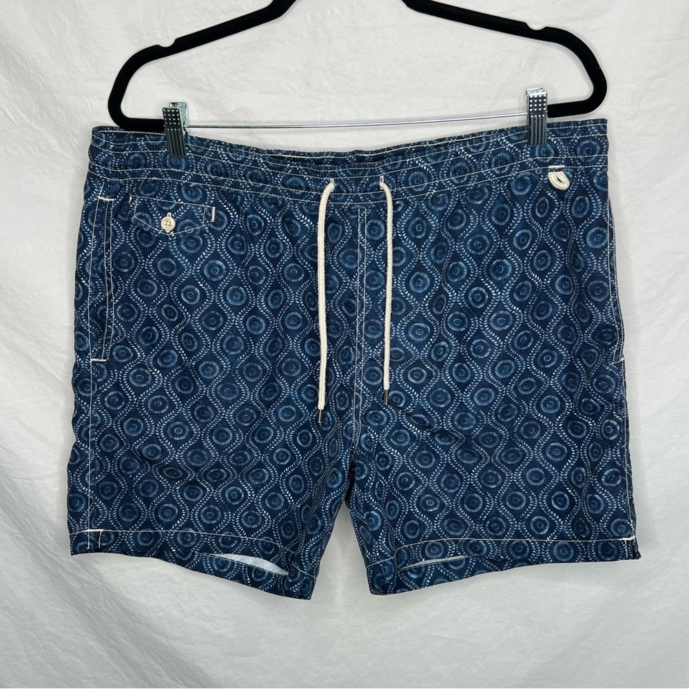 Polo Ralph Lauren Swim Trunks XL Boardshorts Surfing Mesh Liner Blue White Print
